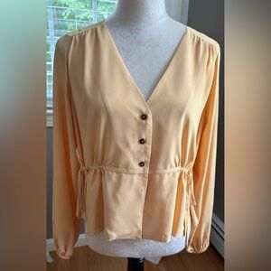 Top Shop button V Neck long sleeve blouse with side ties.  size 8